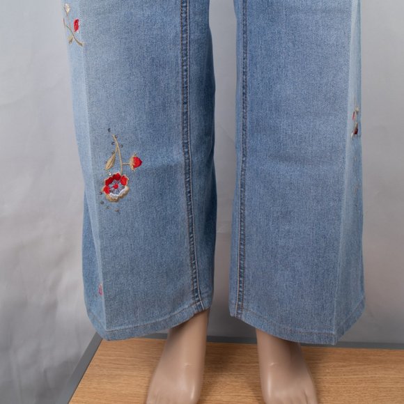 Lana Erica Boot 8 (29 X 30) Women's Jeans Embroidered Floral Design Lightweight - Picture 5 of 11